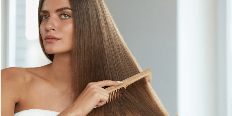 woman brushing hair